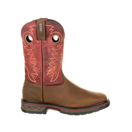 Georgia Men's 11" Carbo-Tec Waterproof Pull-On Boot - Brown/Red GB00221