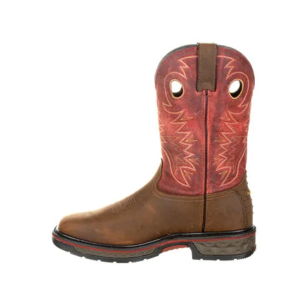 Georgia Men's 11" Carbo-Tec Waterproof Pull-On Boot - Brown/Red GB00221