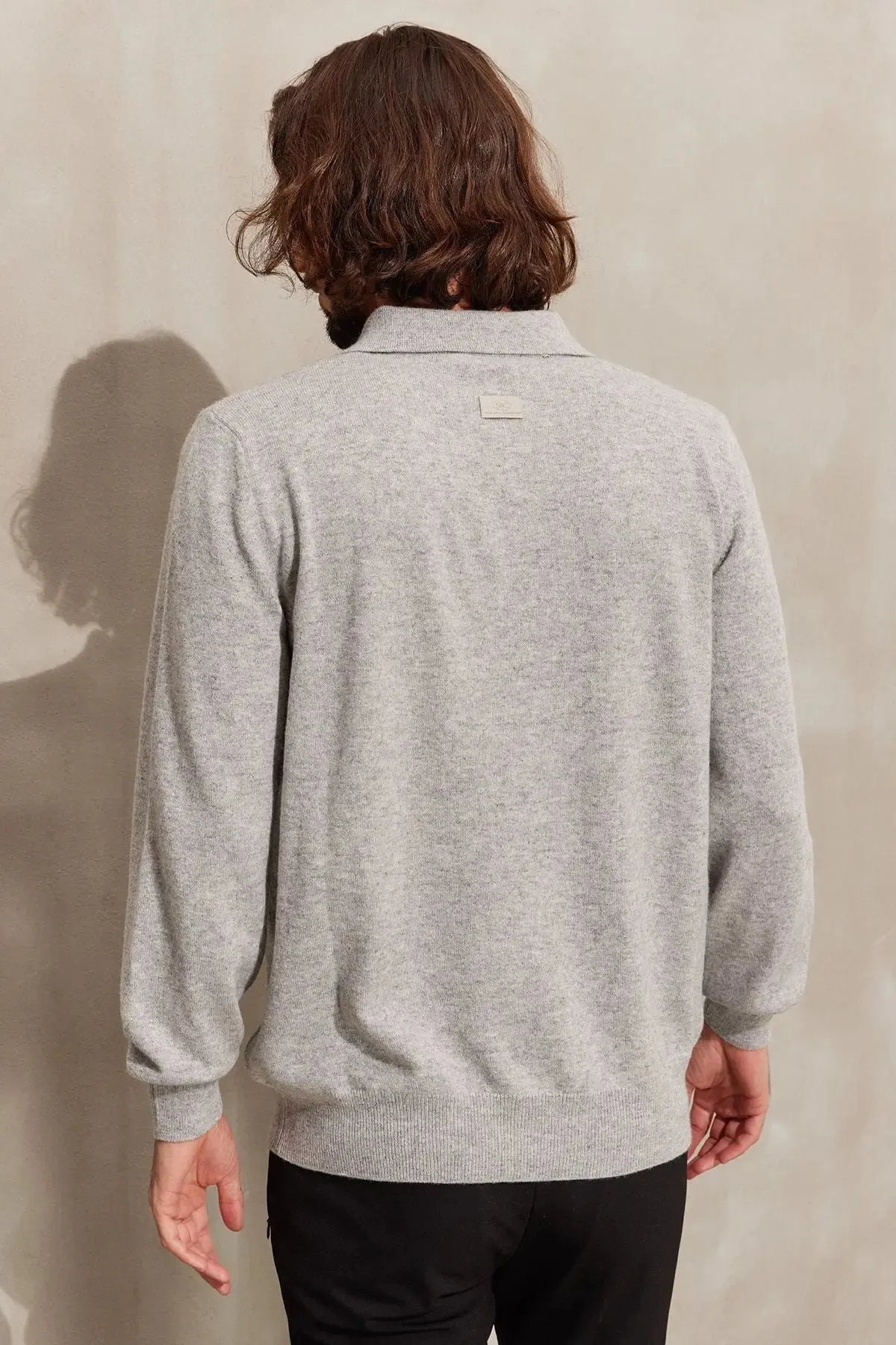 Gray Melange Pure Cashmere Men's Sweater