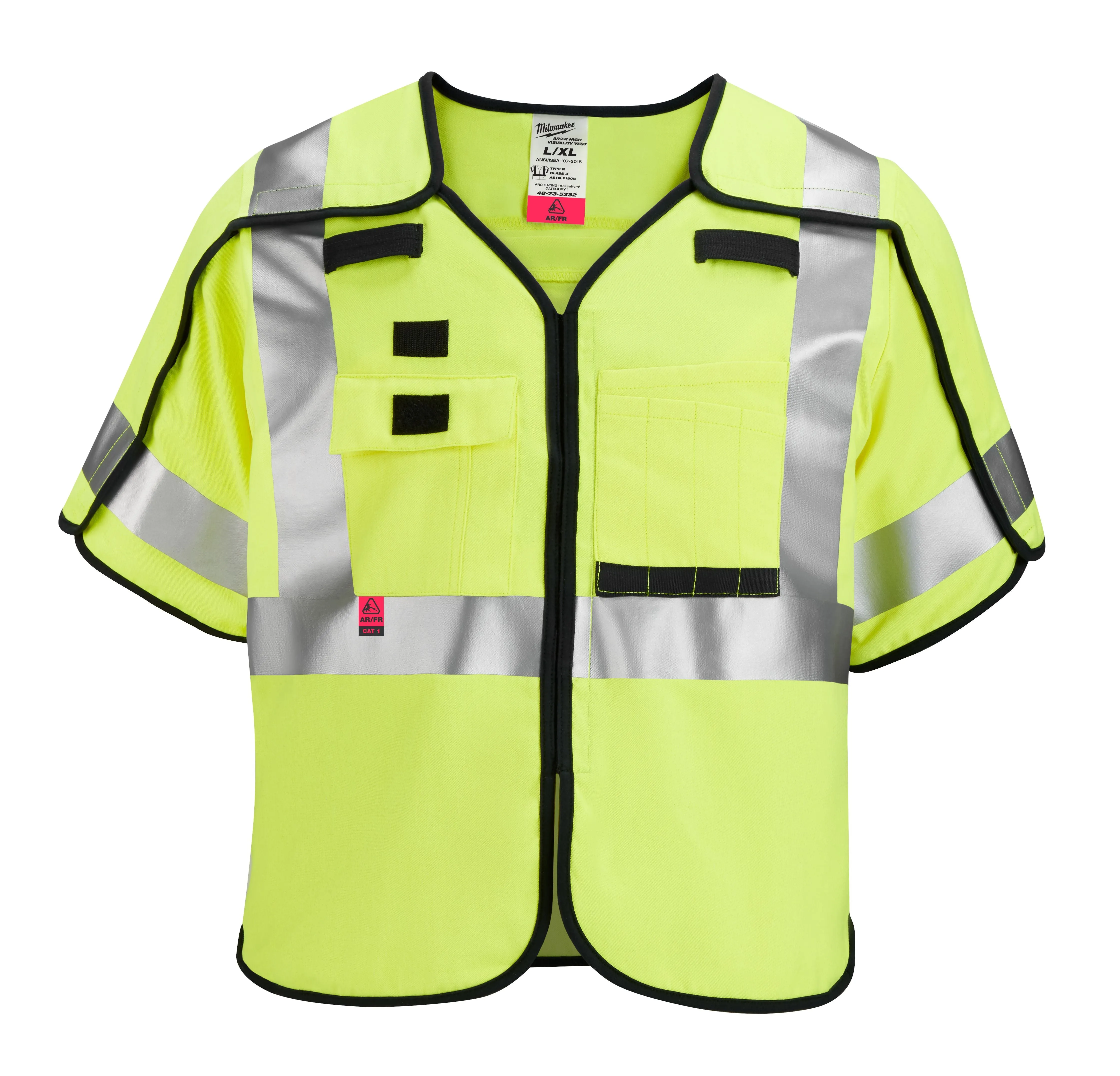 Hi-Vis Vest - Milwaukee® Class 3 Breakaway High Visibility Yellow Safety Vest, 7 Pack, 48-73-533