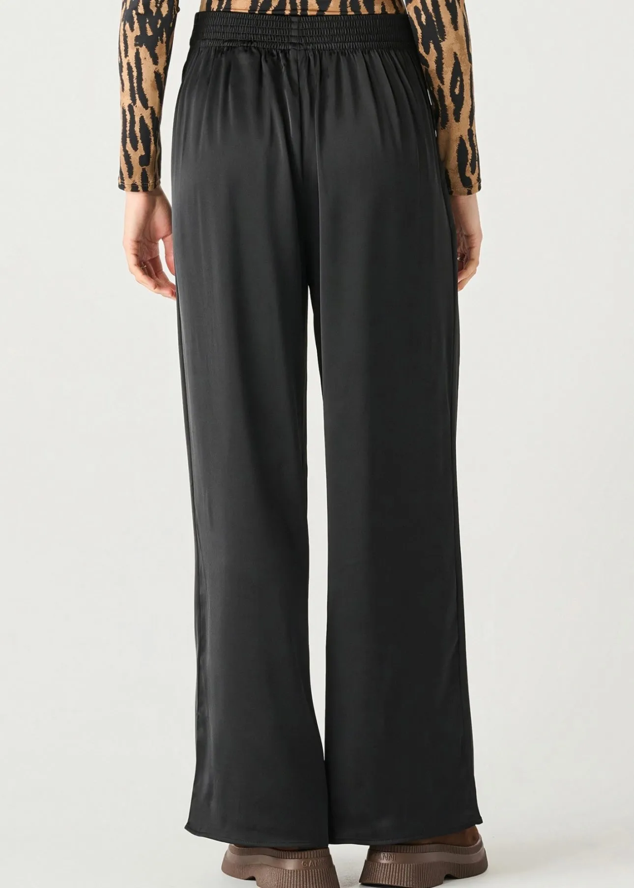 High Waisted Wide Leg Satin Pant