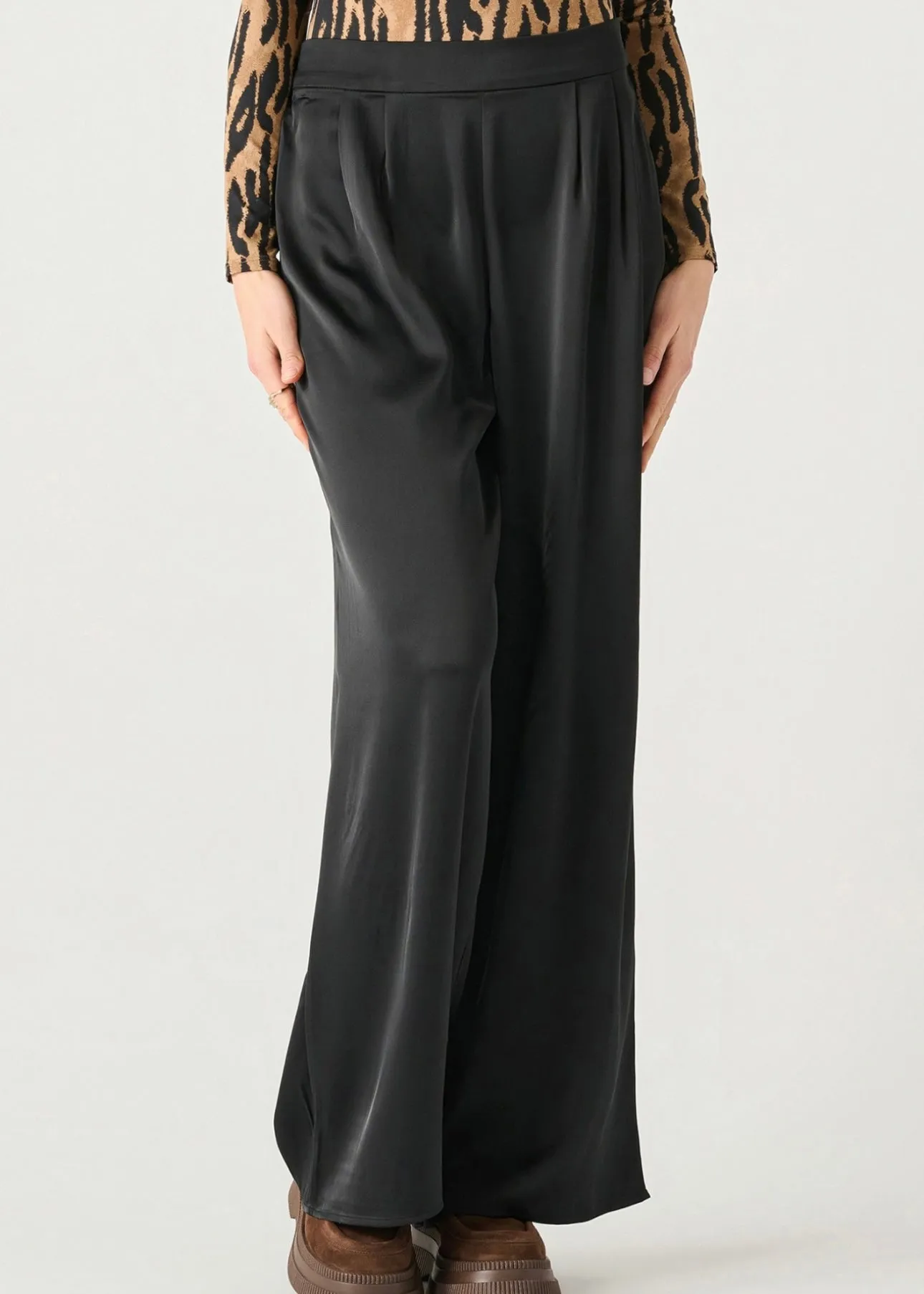 High Waisted Wide Leg Satin Pant