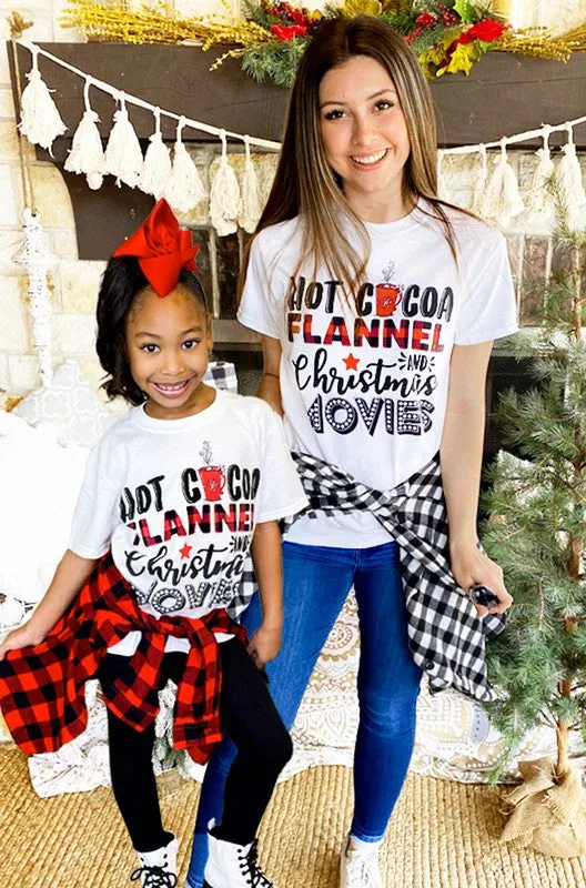 Hot Cocoa, Flannels and Christmas Movies T-Shirt Adult