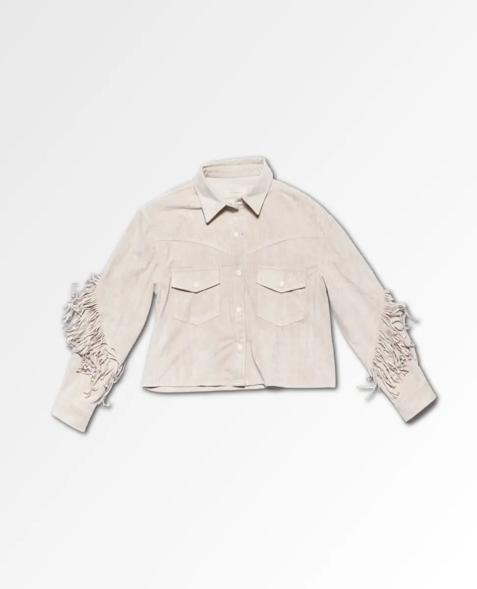 Hot Cocoa Fringe Jacket Almond