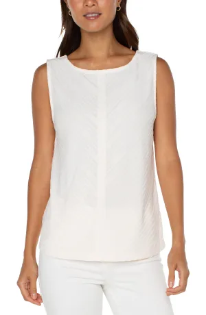 Liverpool Sleeveless Miter Front Boat Neck Knit Top (French Cream)