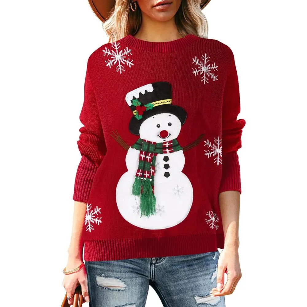 Long Sleeve Christmas Sweater With Holiday Print