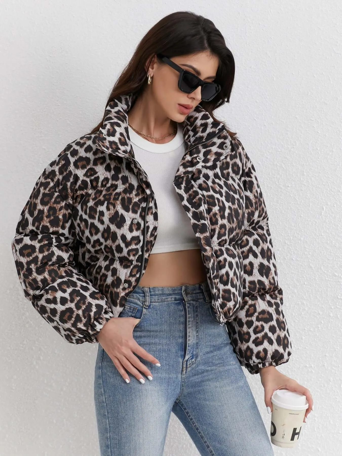 Loose Short Leopard Cotton Coat