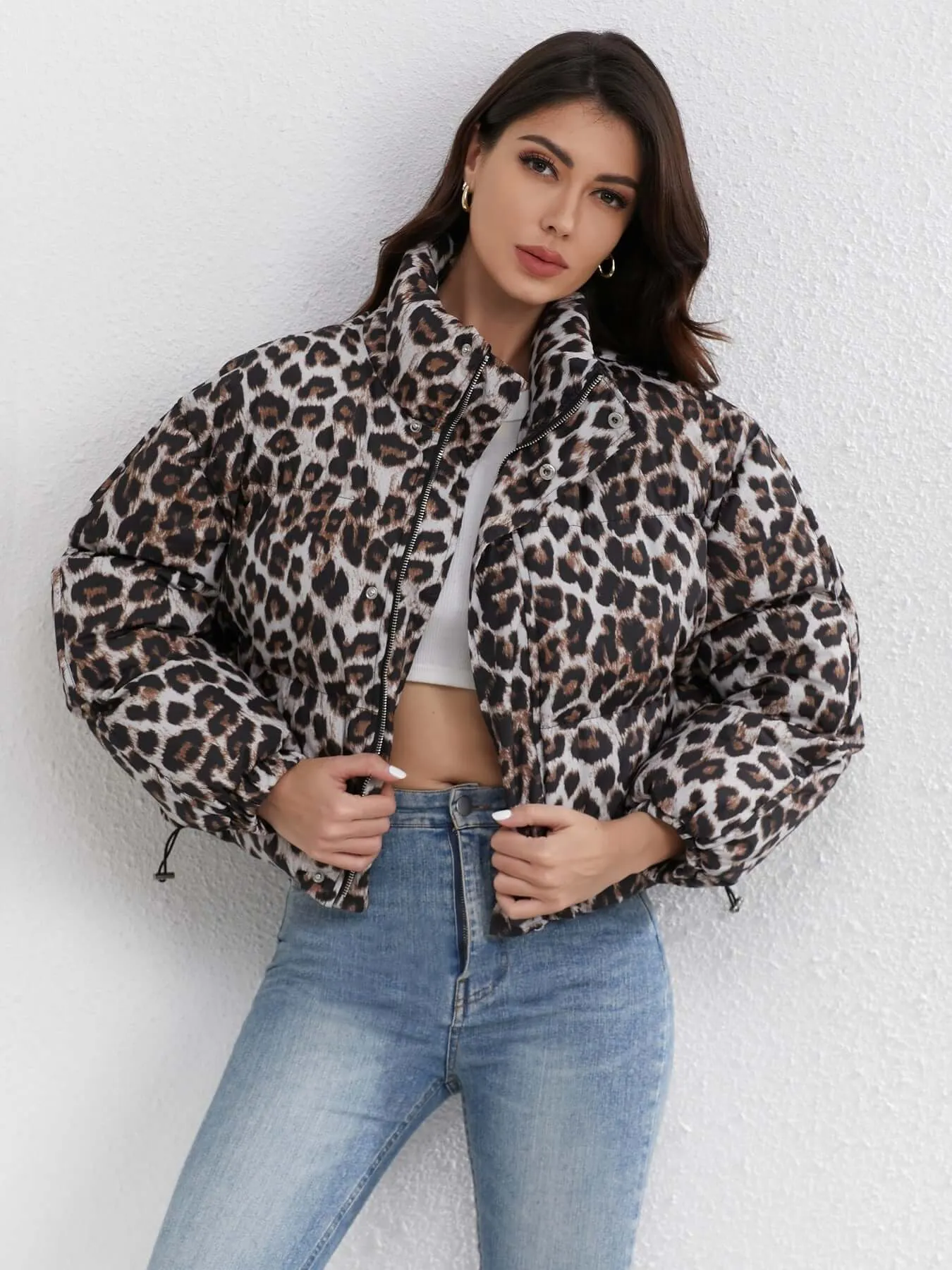 Loose Short Leopard Cotton Coat