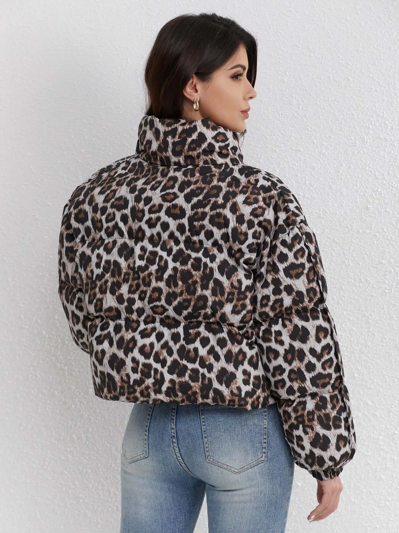 Loose Short Leopard Cotton Coat