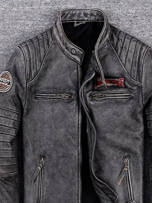 Men's Motorcycle Distressed Leather Jacket