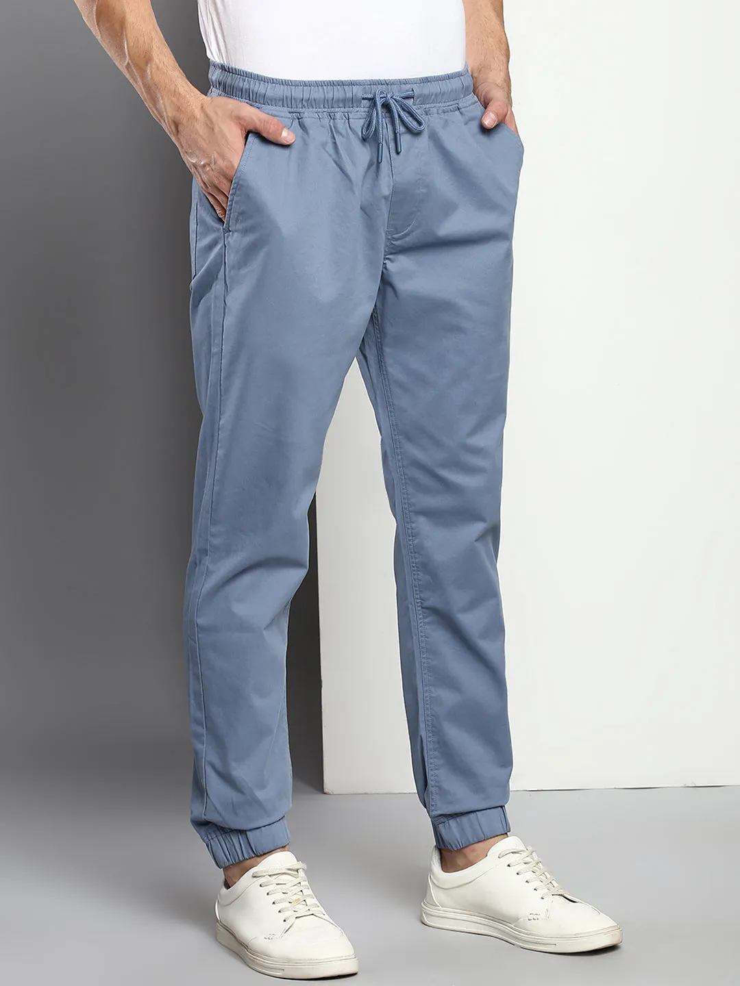 Men's Straight Fit Cotton Joggers (Steelblue)