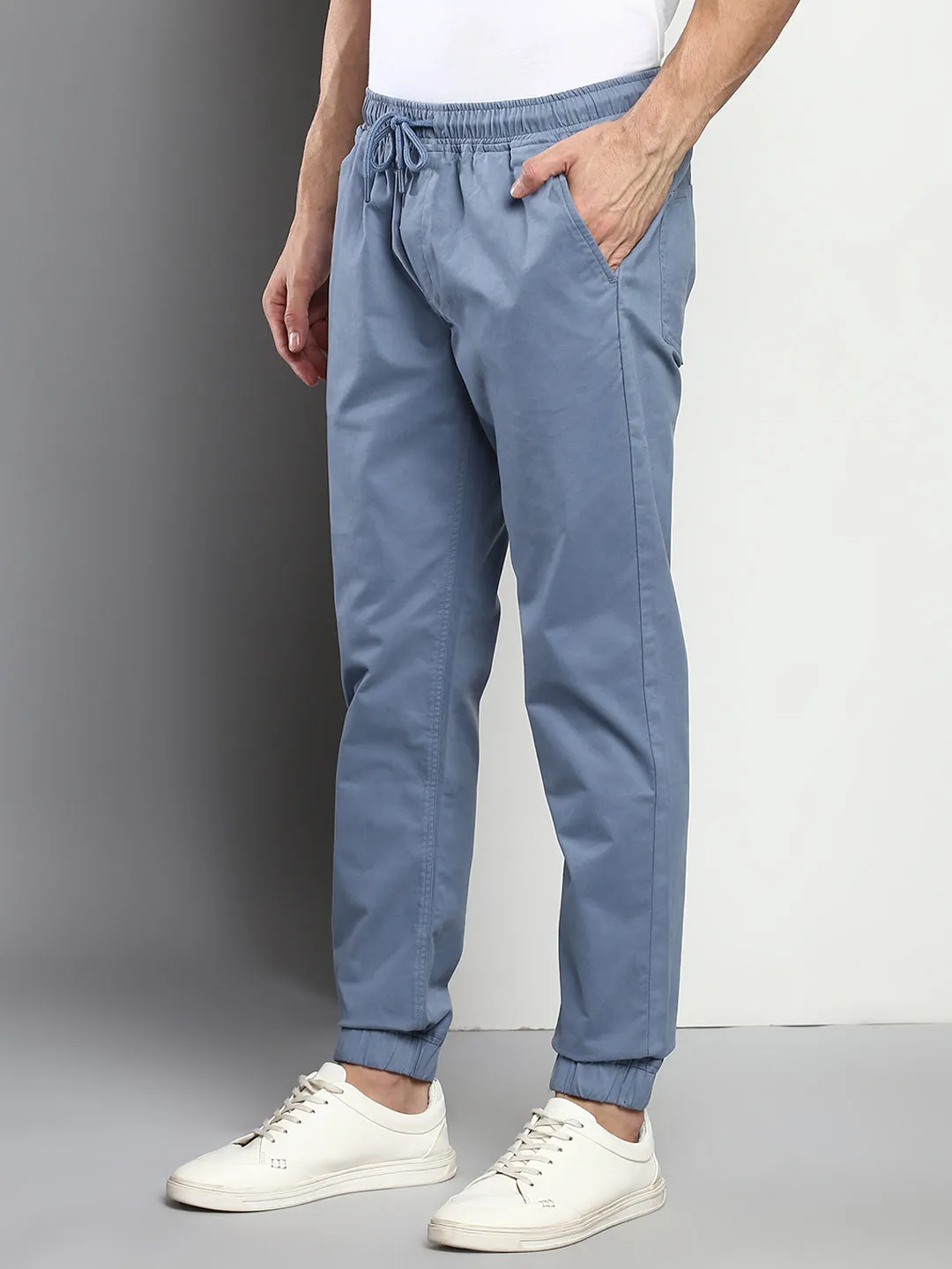 Men's Straight Fit Cotton Joggers (Steelblue)