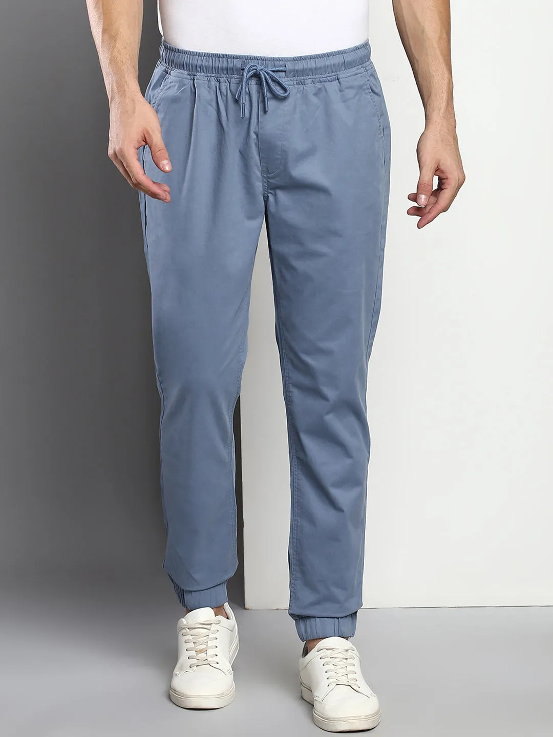 Men's Straight Fit Cotton Joggers (Steelblue)