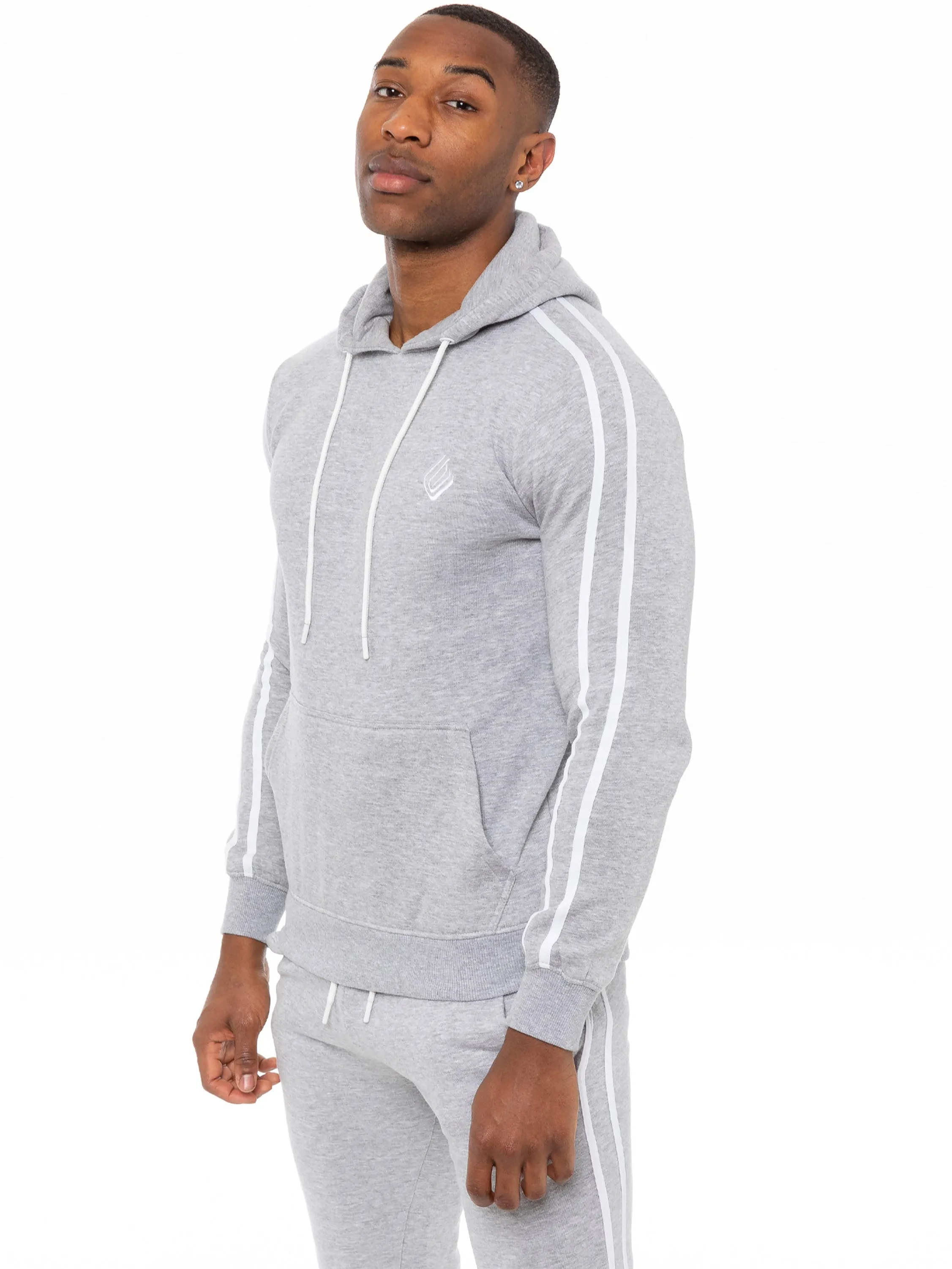 Mens Striped Fleece Pullover Hoody | Enzo Designer Menswear