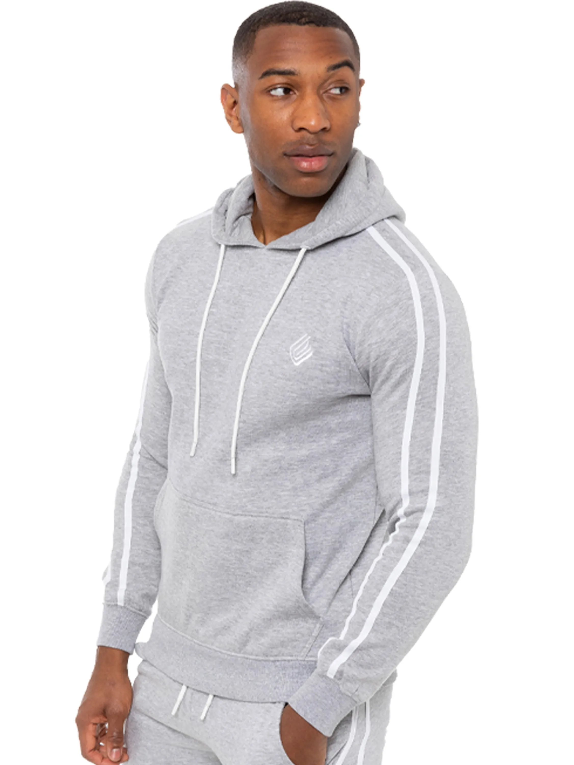 Mens Striped Fleece Pullover Hoody | Enzo Designer Menswear