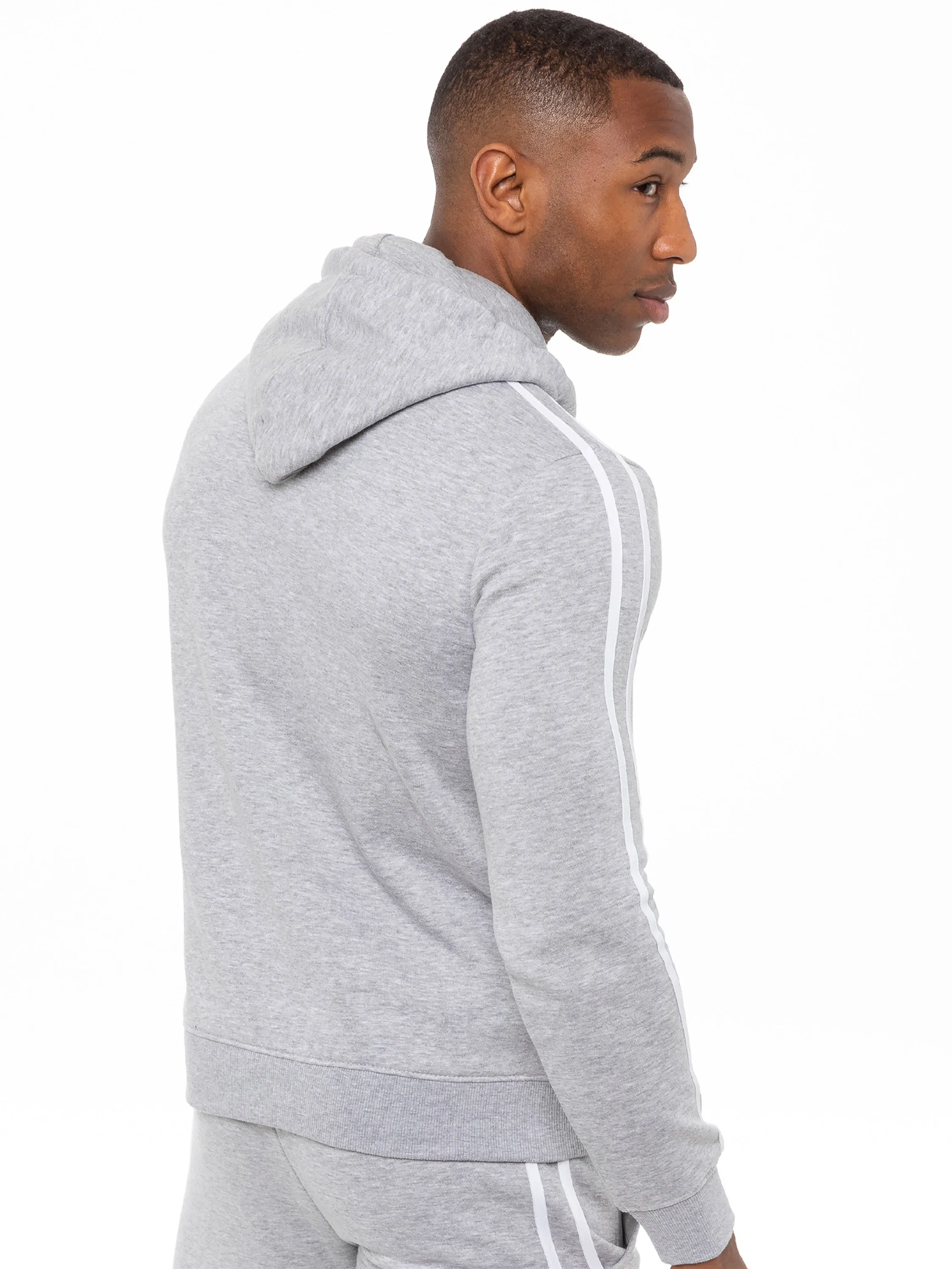 Mens Striped Fleece Pullover Hoody | Enzo Designer Menswear