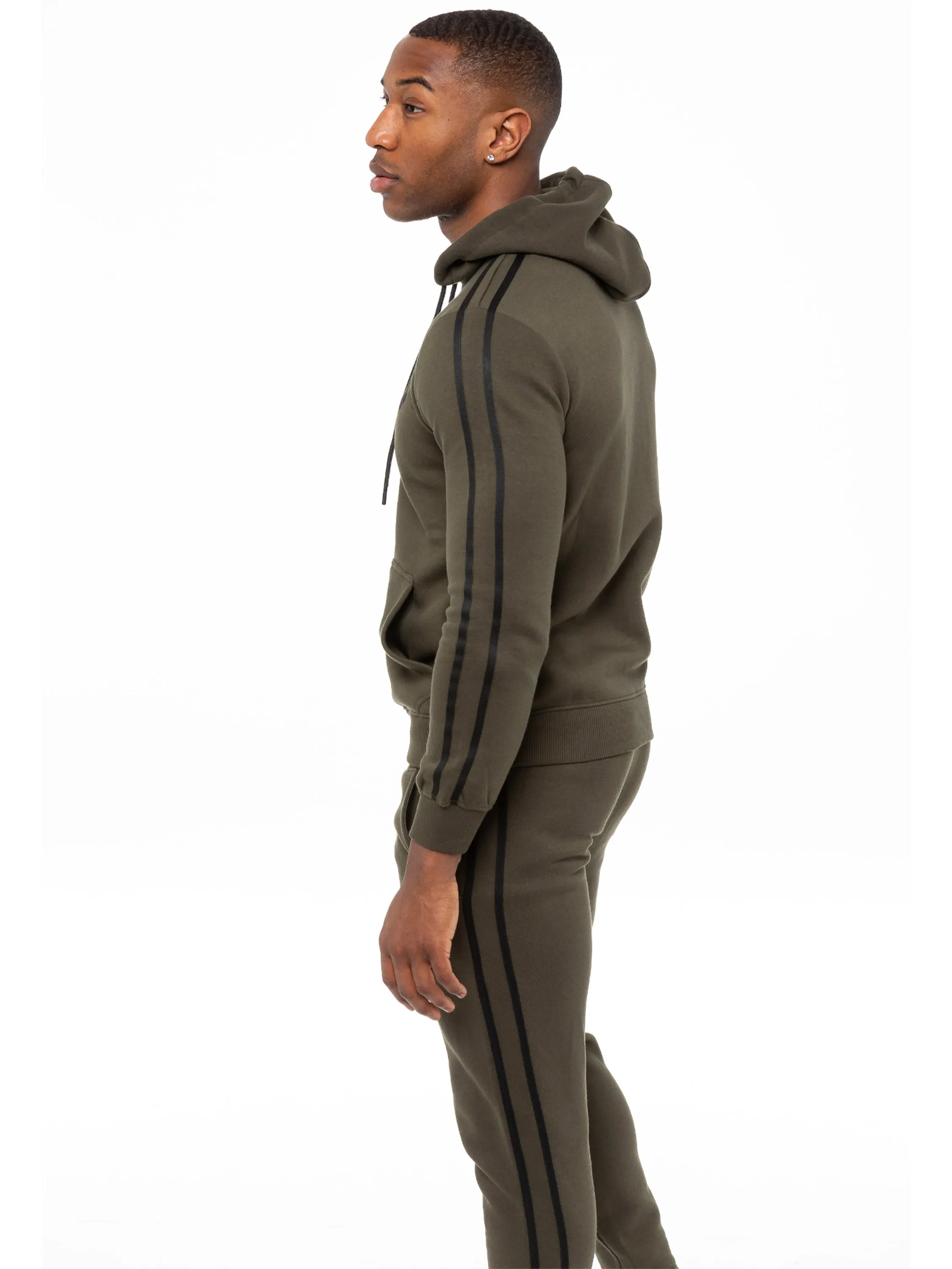 Mens Striped Fleece Pullover Hoody | Enzo Designer Menswear