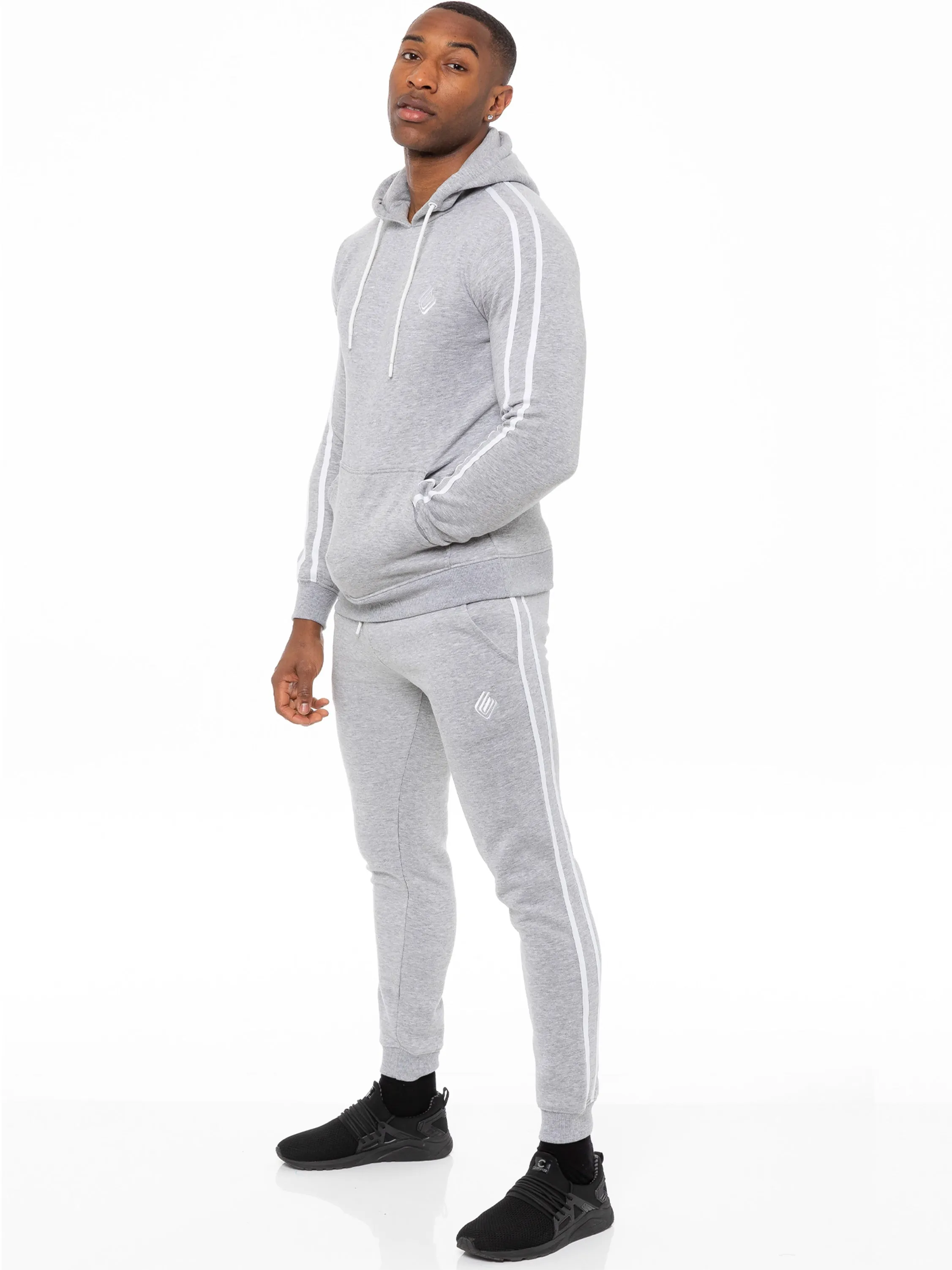 Mens Striped Fleece Pullover Hoody | Enzo Designer Menswear