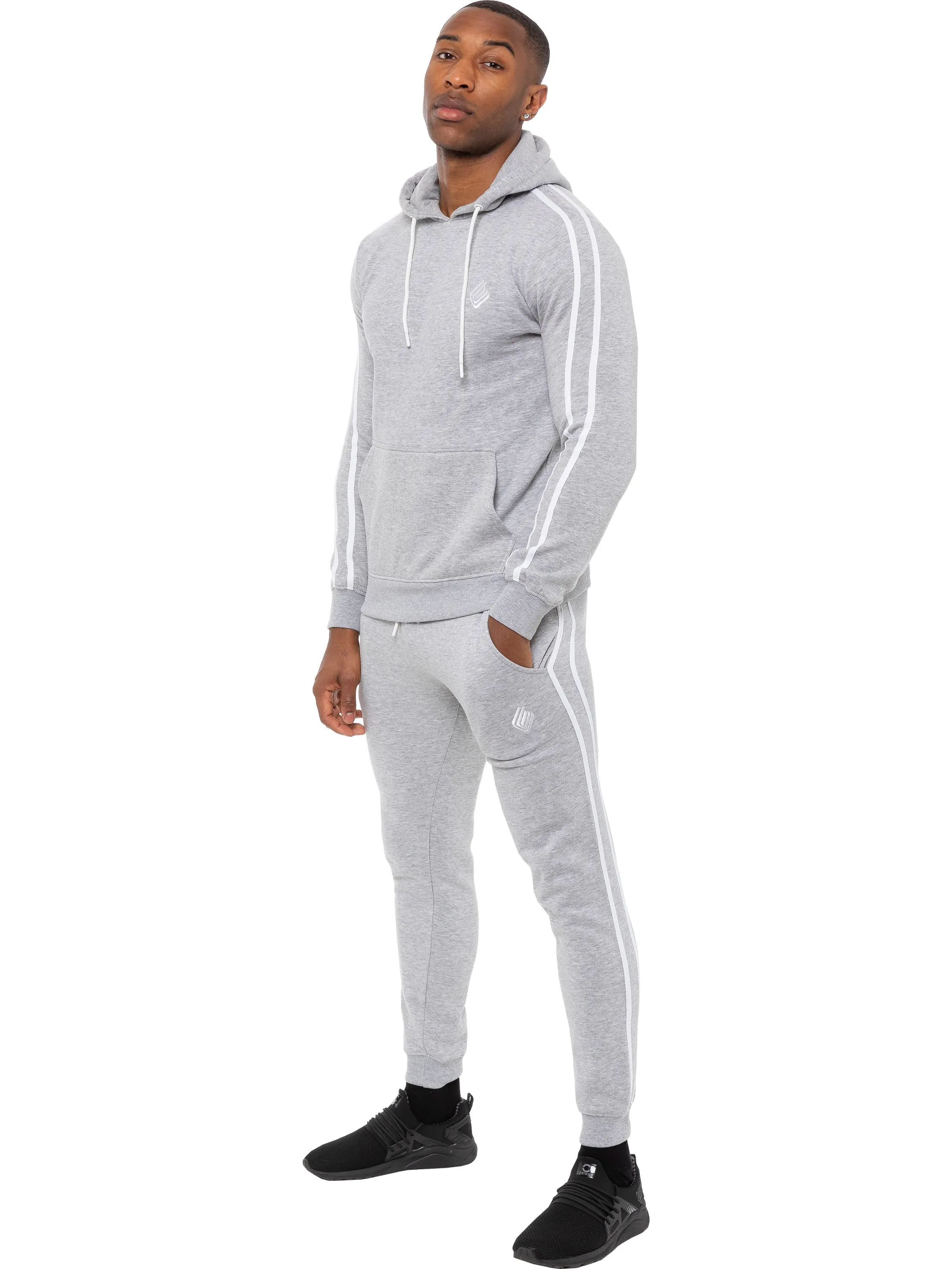 Mens Striped Fleece Pullover Hoody | Enzo Designer Menswear