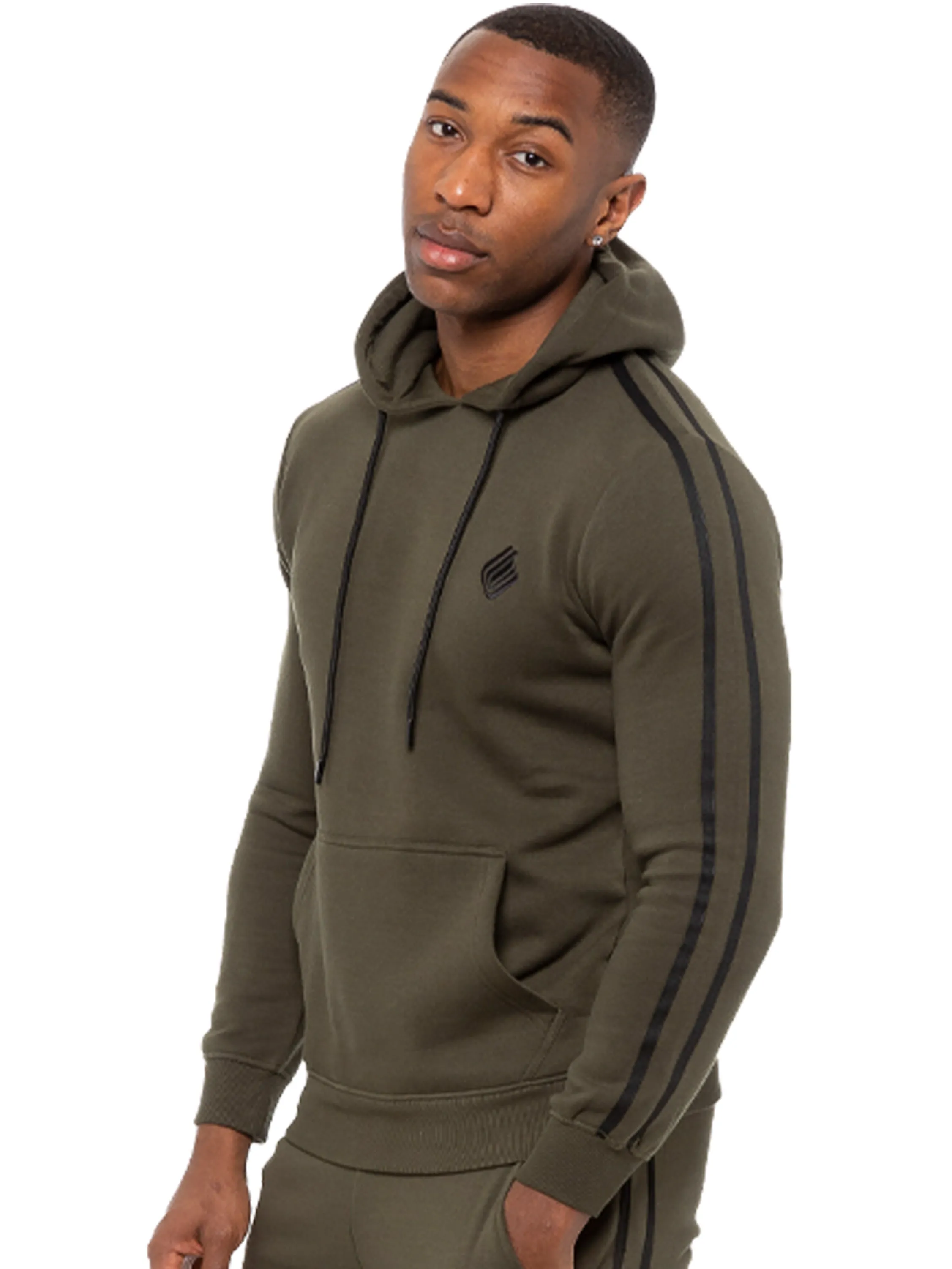 Mens Striped Fleece Pullover Hoody | Enzo Designer Menswear