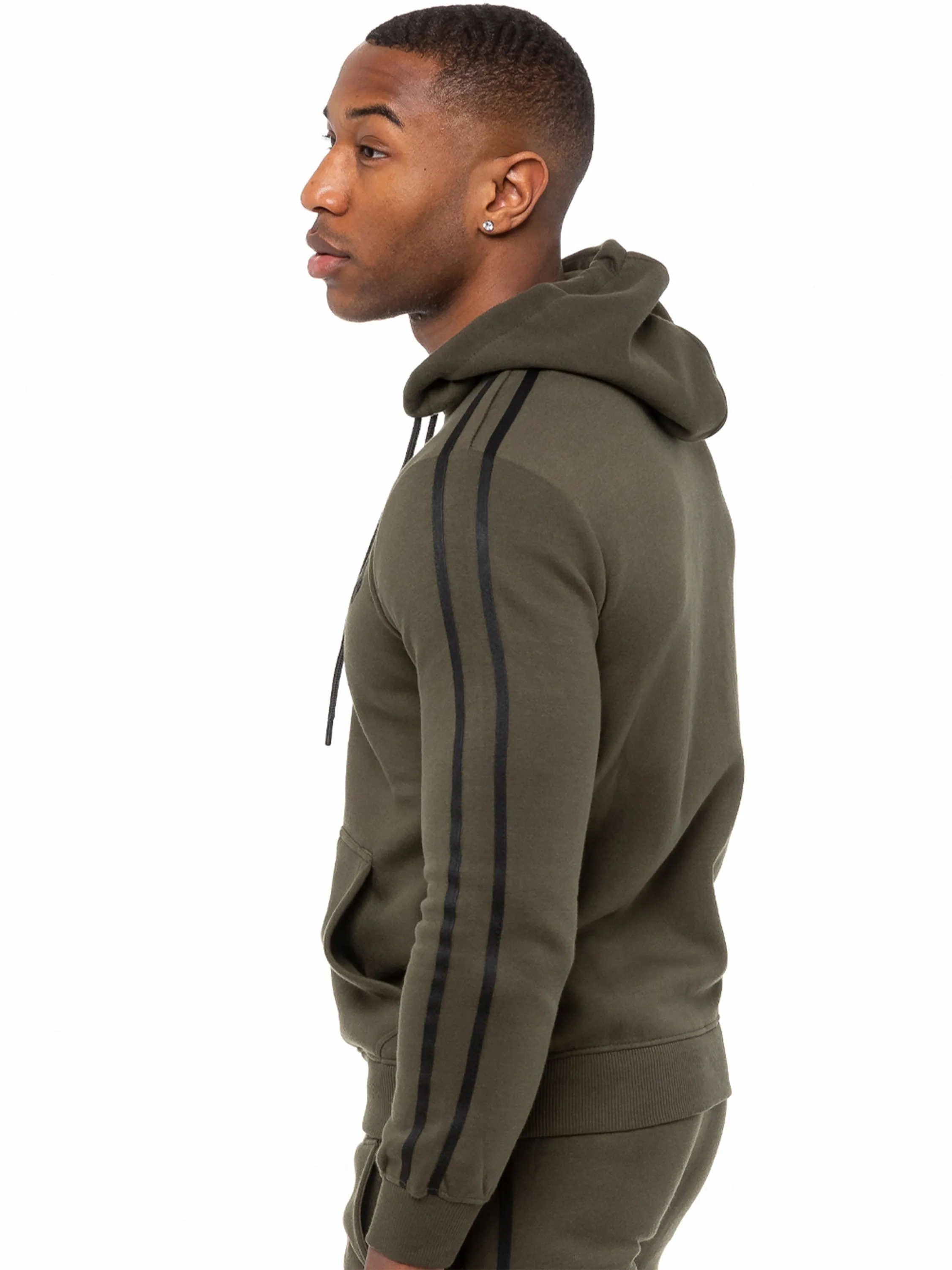 Mens Striped Fleece Pullover Hoody | Enzo Designer Menswear