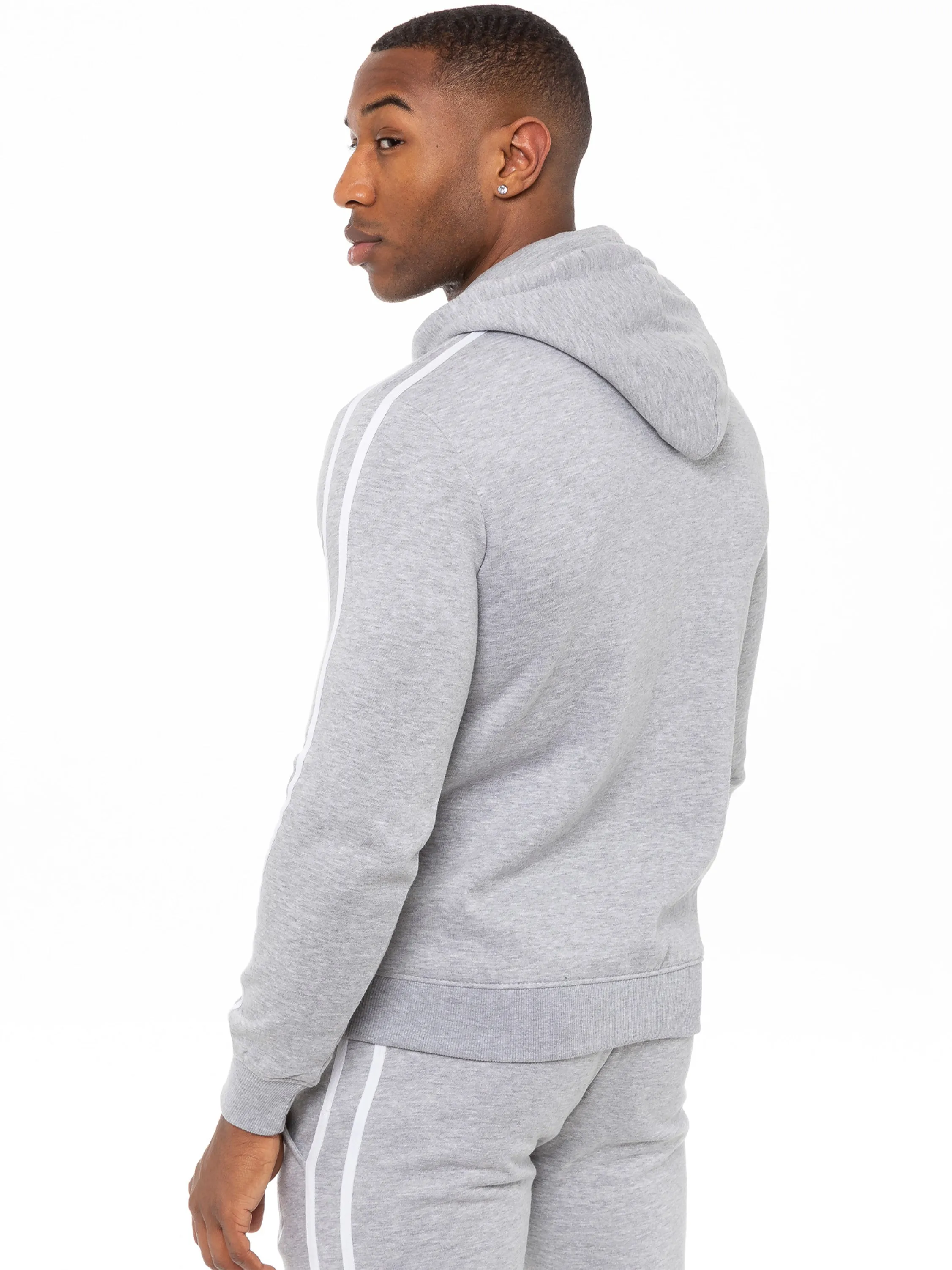 Mens Striped Fleece Pullover Hoody | Enzo Designer Menswear