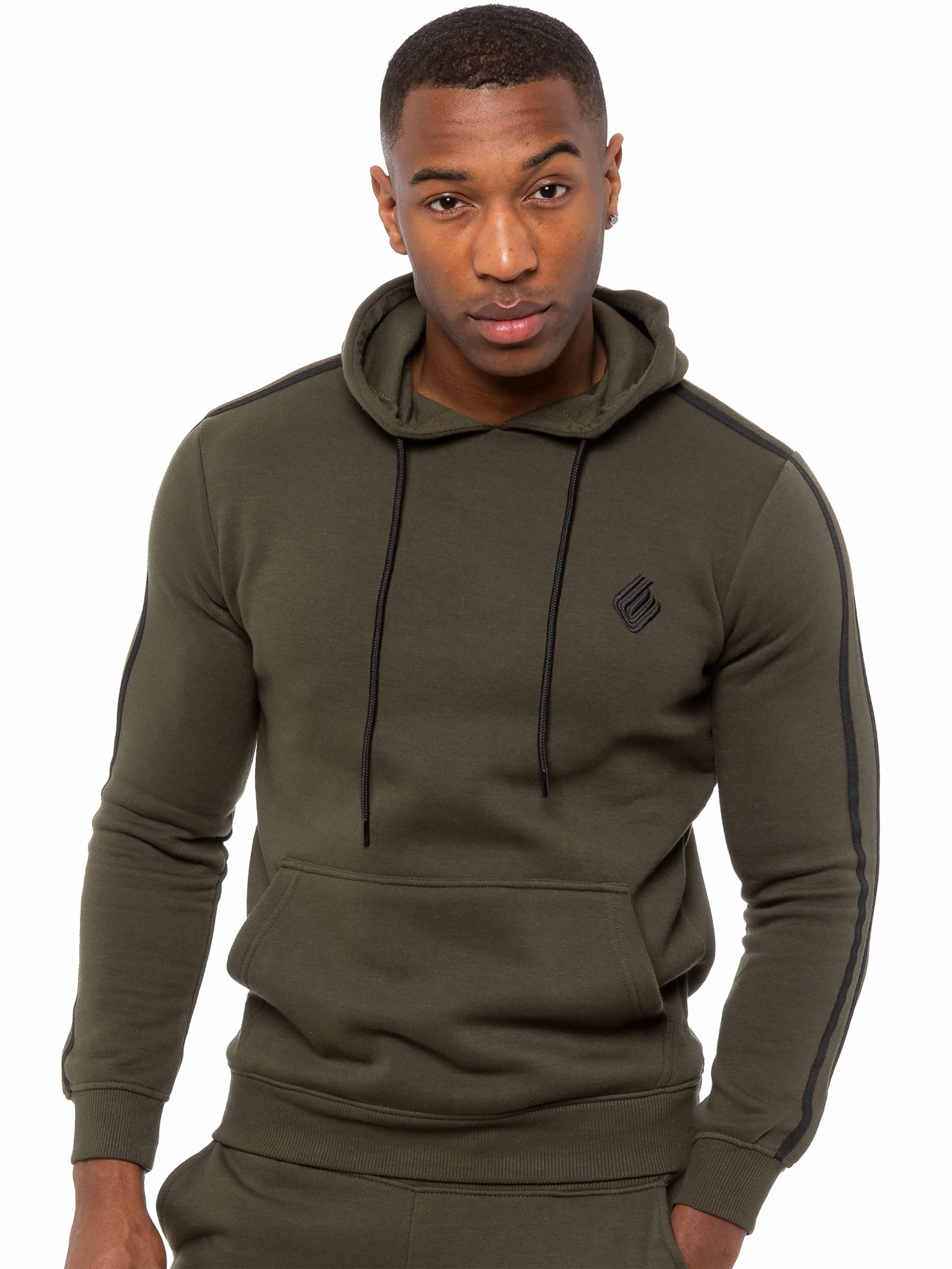 Mens Striped Fleece Pullover Hoody | Enzo Designer Menswear