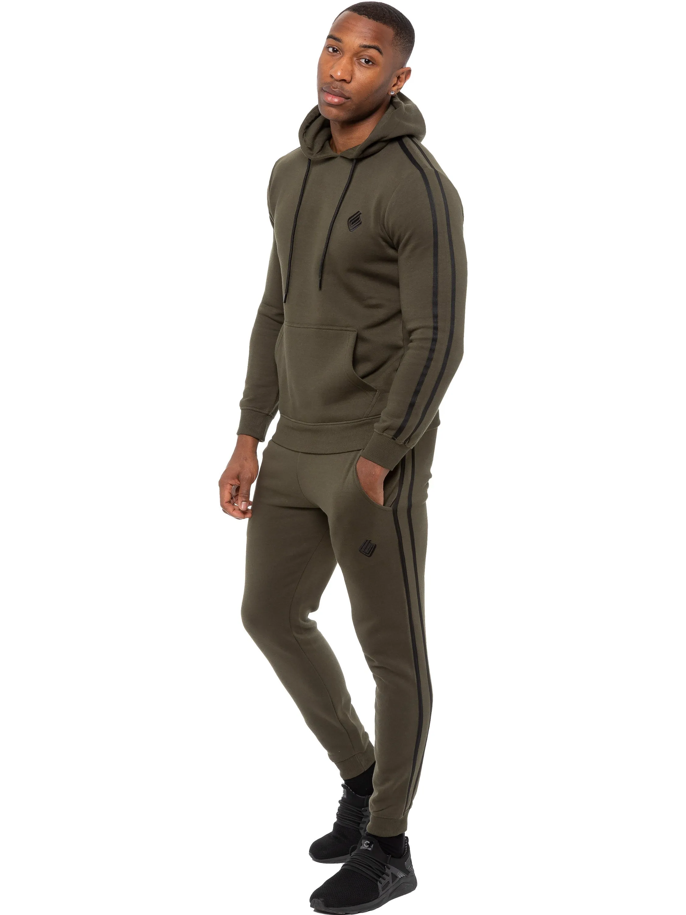 Mens Striped Fleece Pullover Hoody | Enzo Designer Menswear