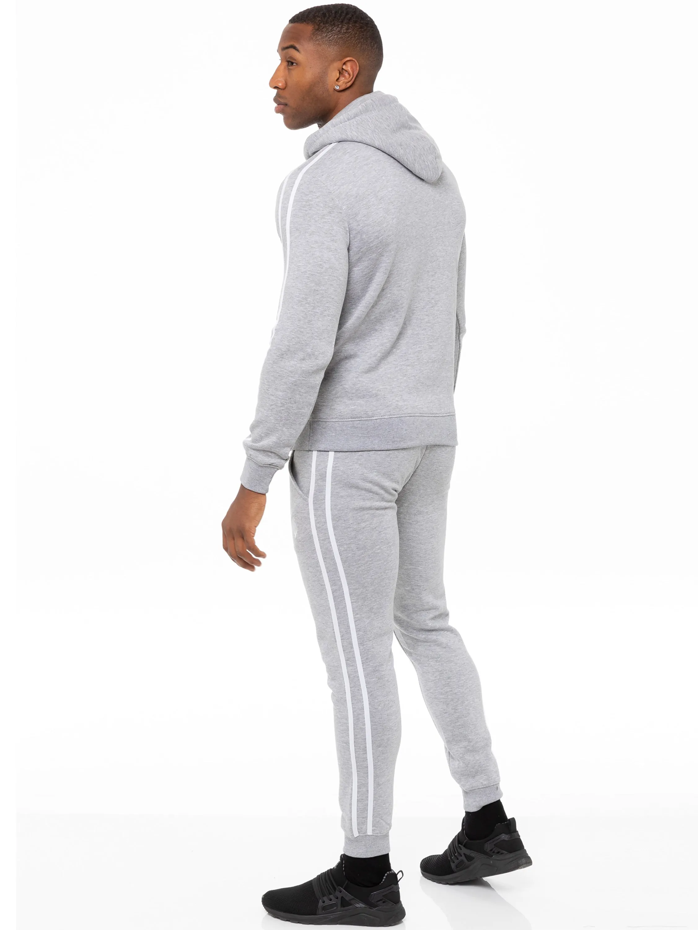 Mens Striped Fleece Pullover Hoody | Enzo Designer Menswear