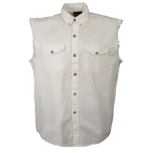 Milwaukee Leather DM4006 Men's White Lightweight Sleeveless Denim Shirt