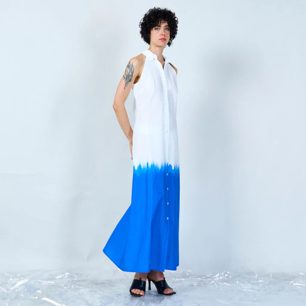 Modern dip-dyed maxi shirt dress wholesale