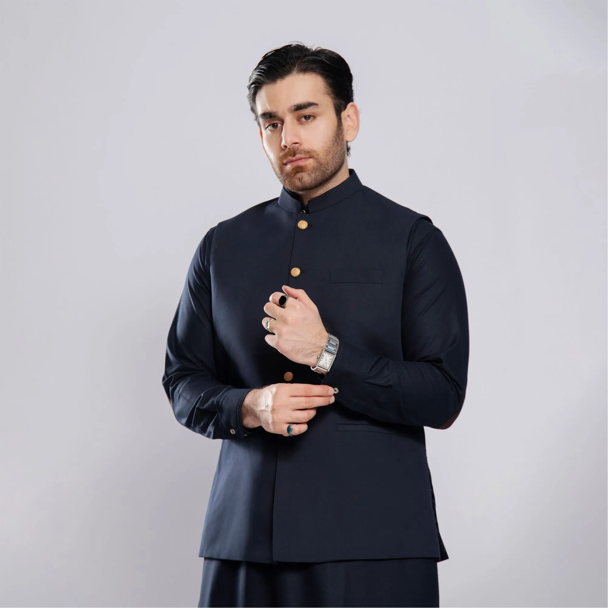 Navy Blue Tropical Blend Waistcoat - Kaptan