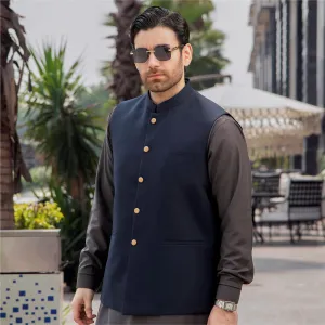 Navy Blue Tropical Blend Waistcoat - Kaptan