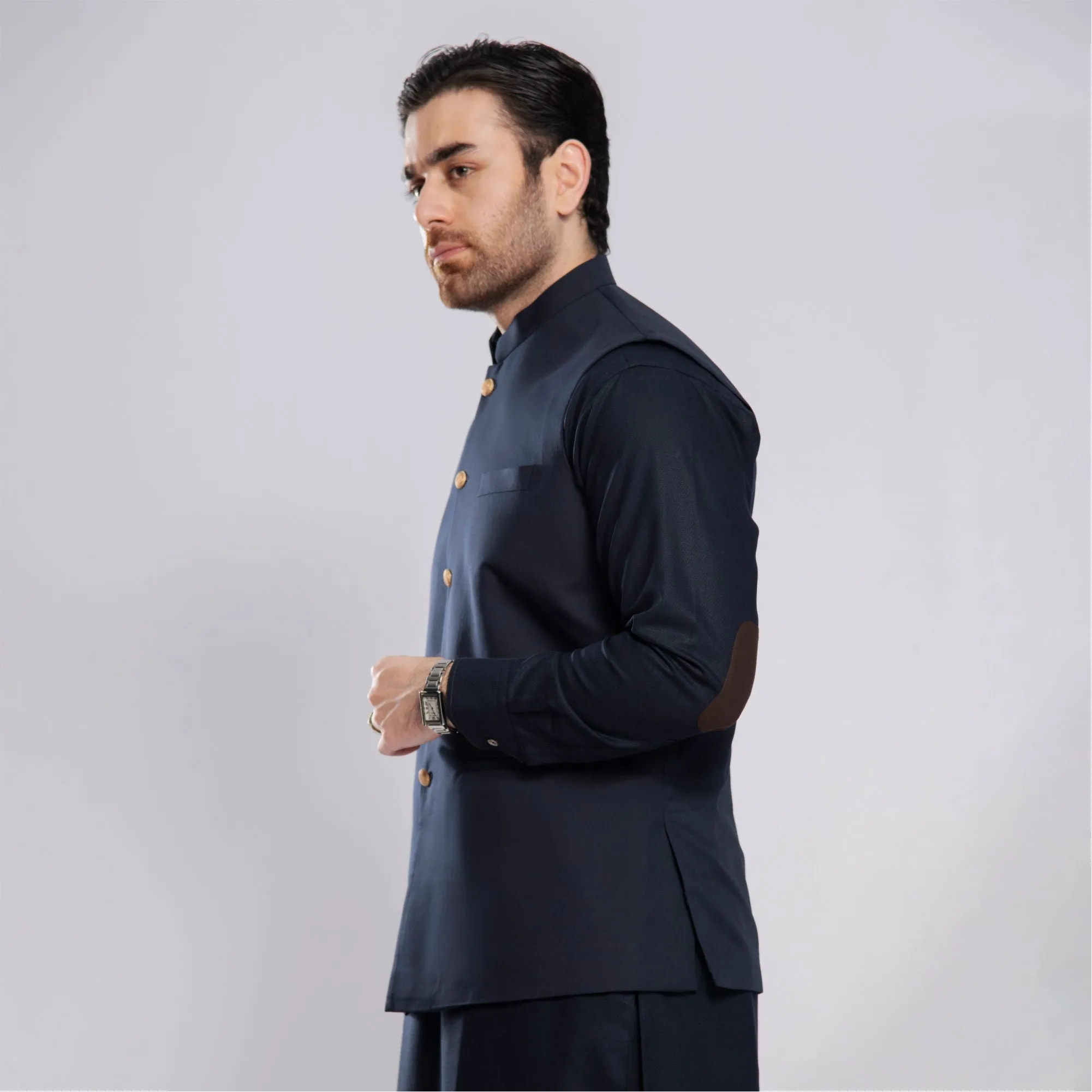 Navy Blue Tropical Blend Waistcoat - Kaptan