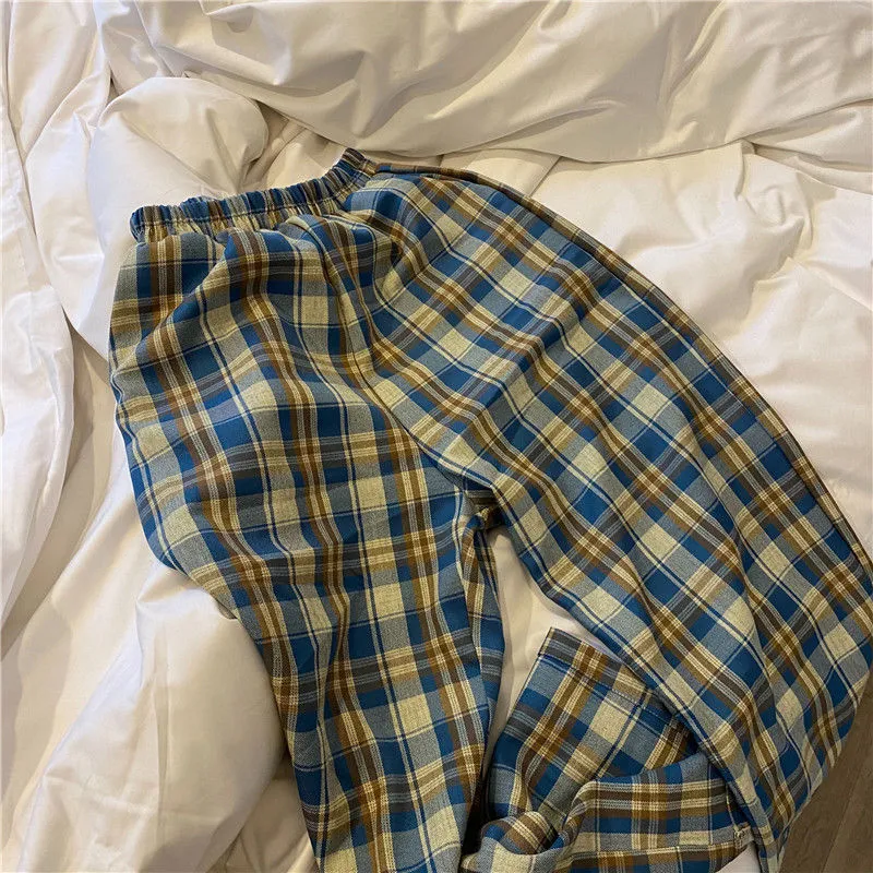 Plaid Pants With Elastic Waist