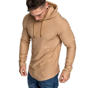 Premium Pleated Sleeve Long Fleece Hoodie