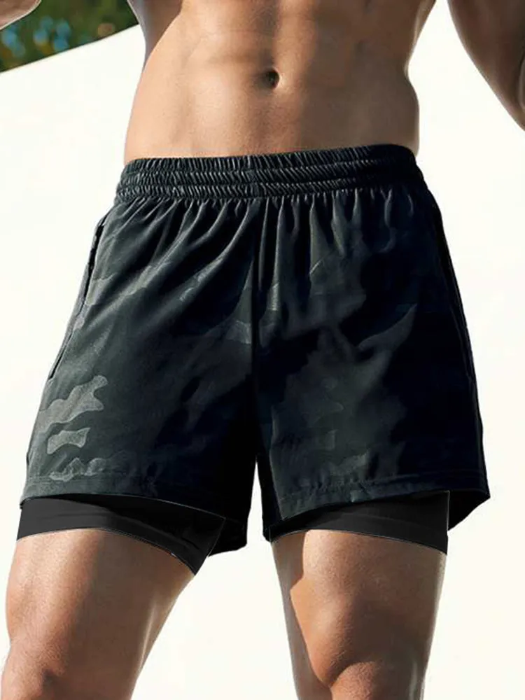 Quick-drying Double Layers Sports Beach Shorts