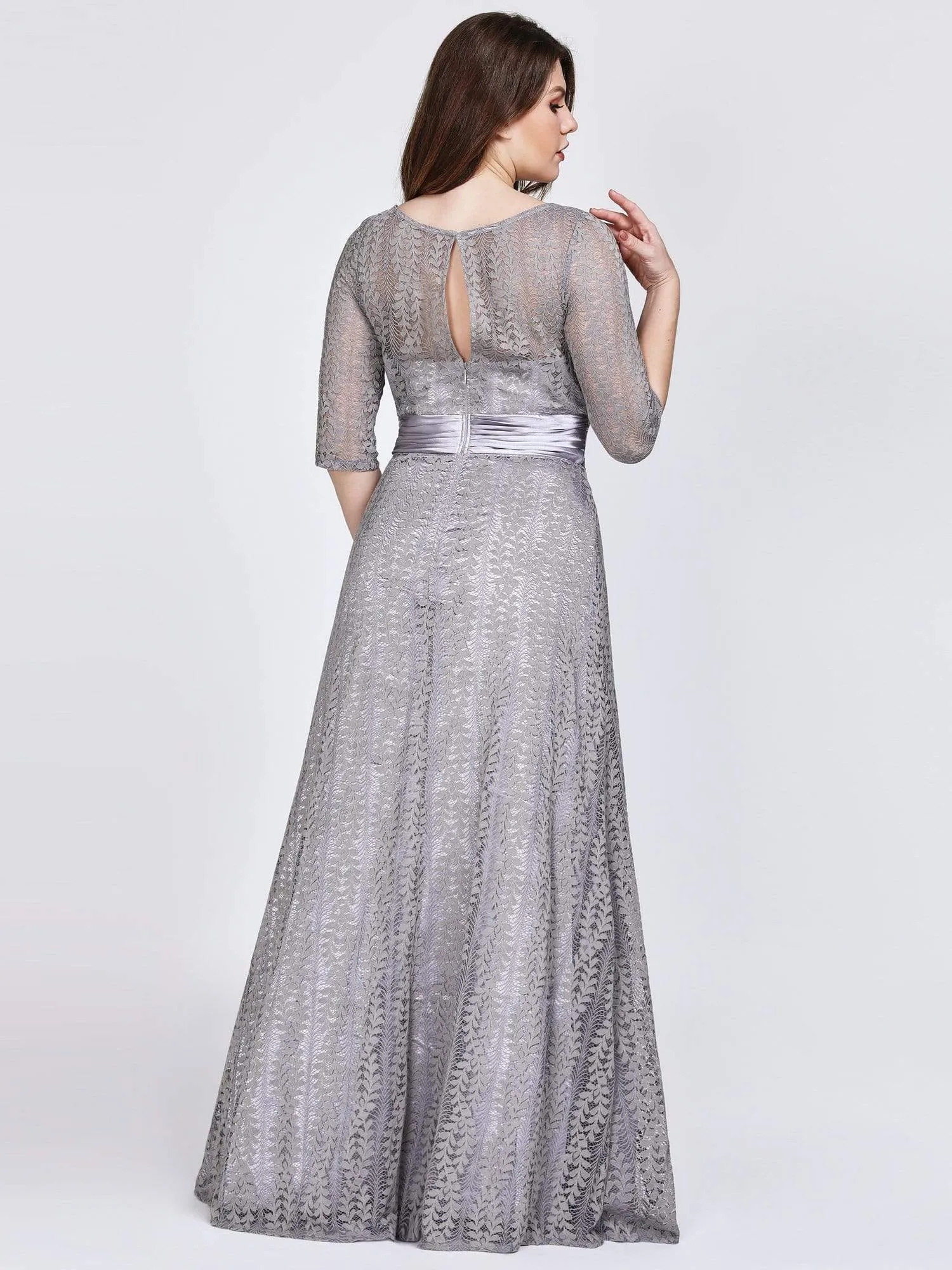 Round Neck Plus Size Mother of the Bride Dresses with 3/4 Sleeve