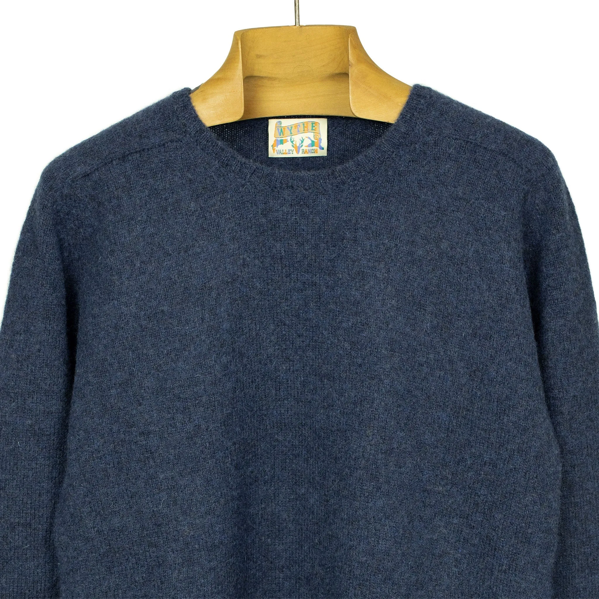 Saddle shoulder sweater in "Night Navy" washed shetland wool