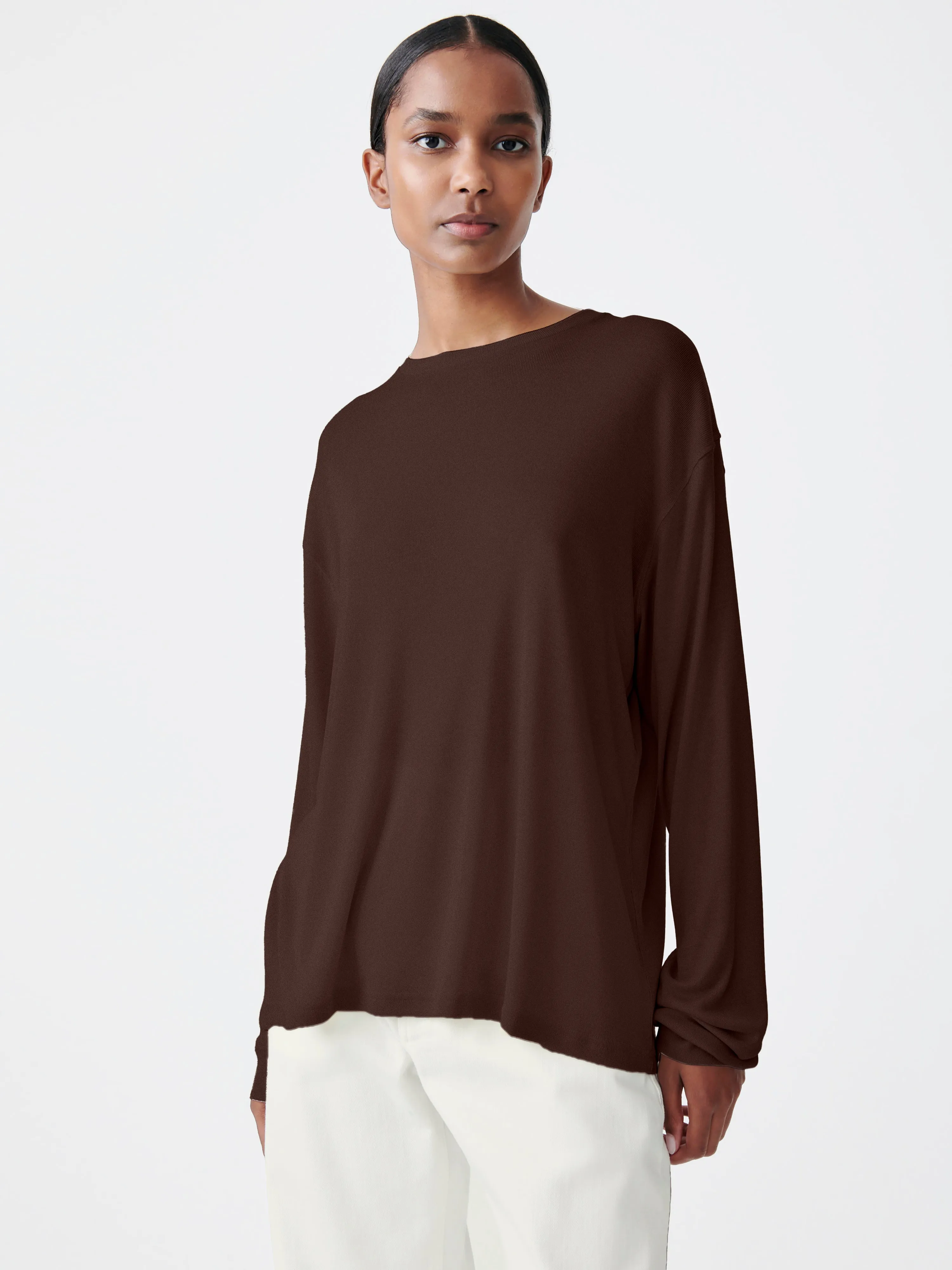 Simmons Lyocell T-shirt in Chocolate Brown