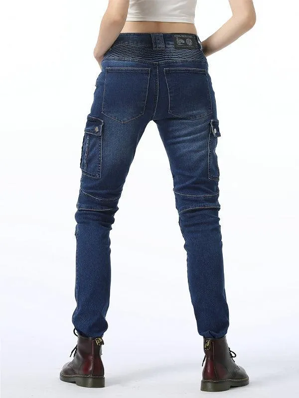 Solid Color Slim Fit Harley Denim Motorcycle Pants