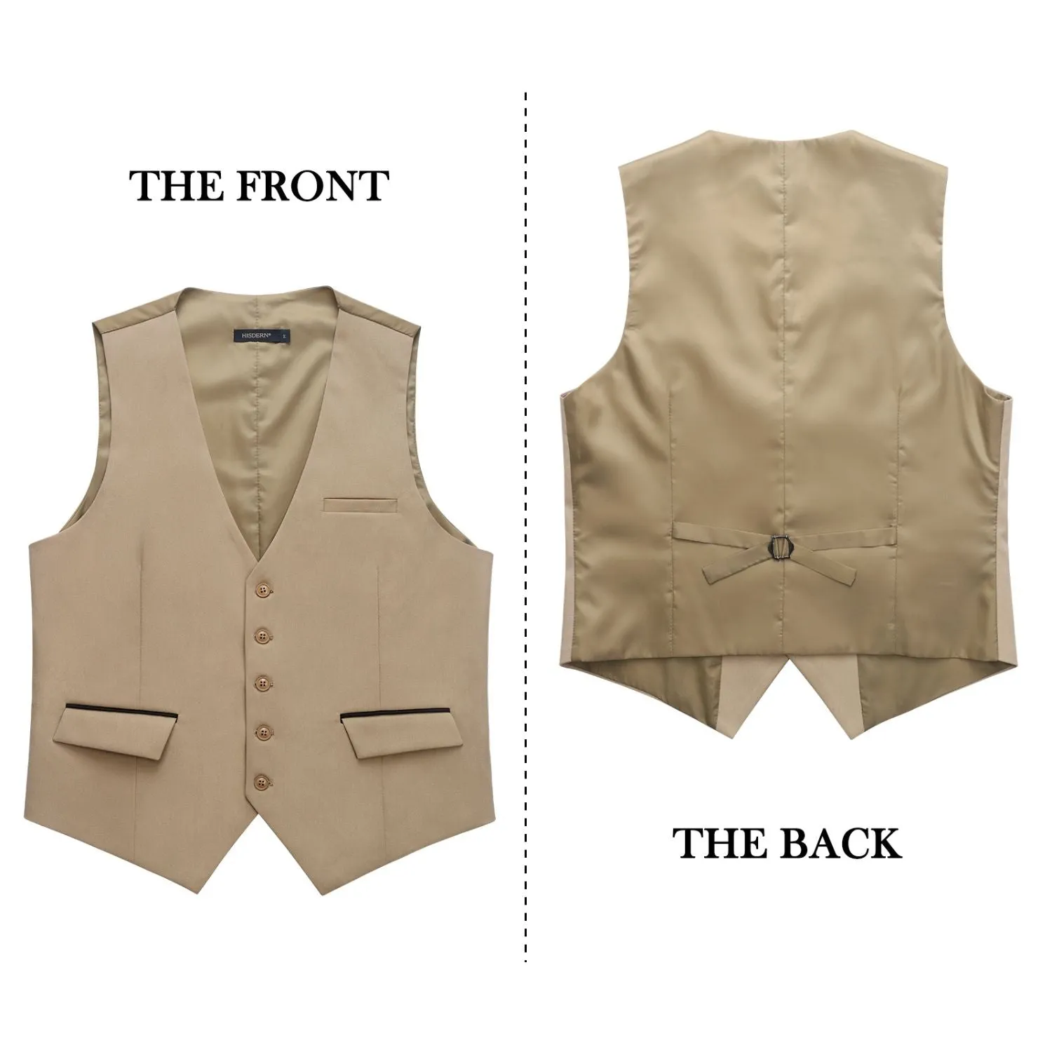 Solid Slim Suit Vest - E-LIGHT KHAKI