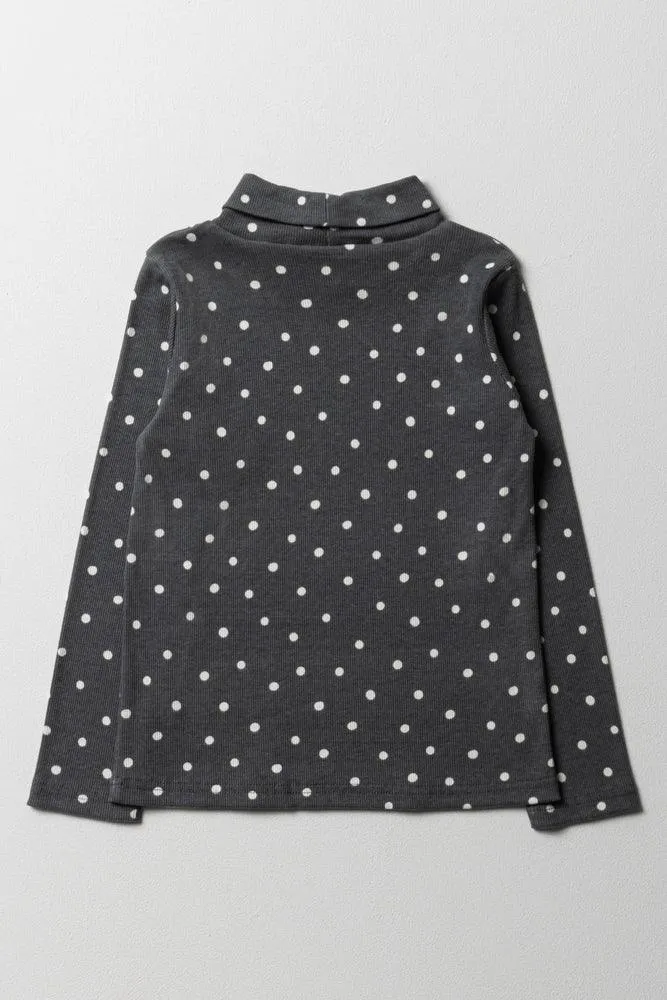 Spot Rib Poloneck Dark Grey