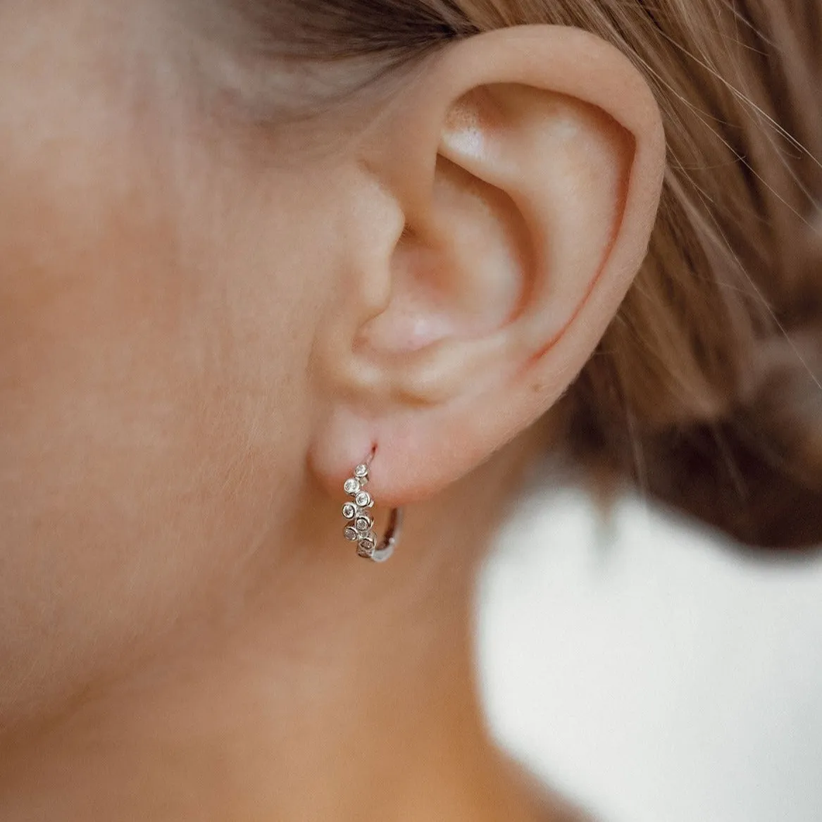 Sprinkle Huggie Hoop Earrings Sterling Silver