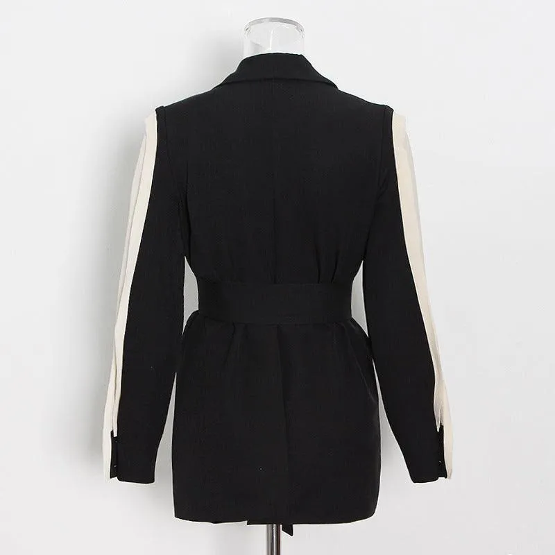 Square buckle belt waist jacket