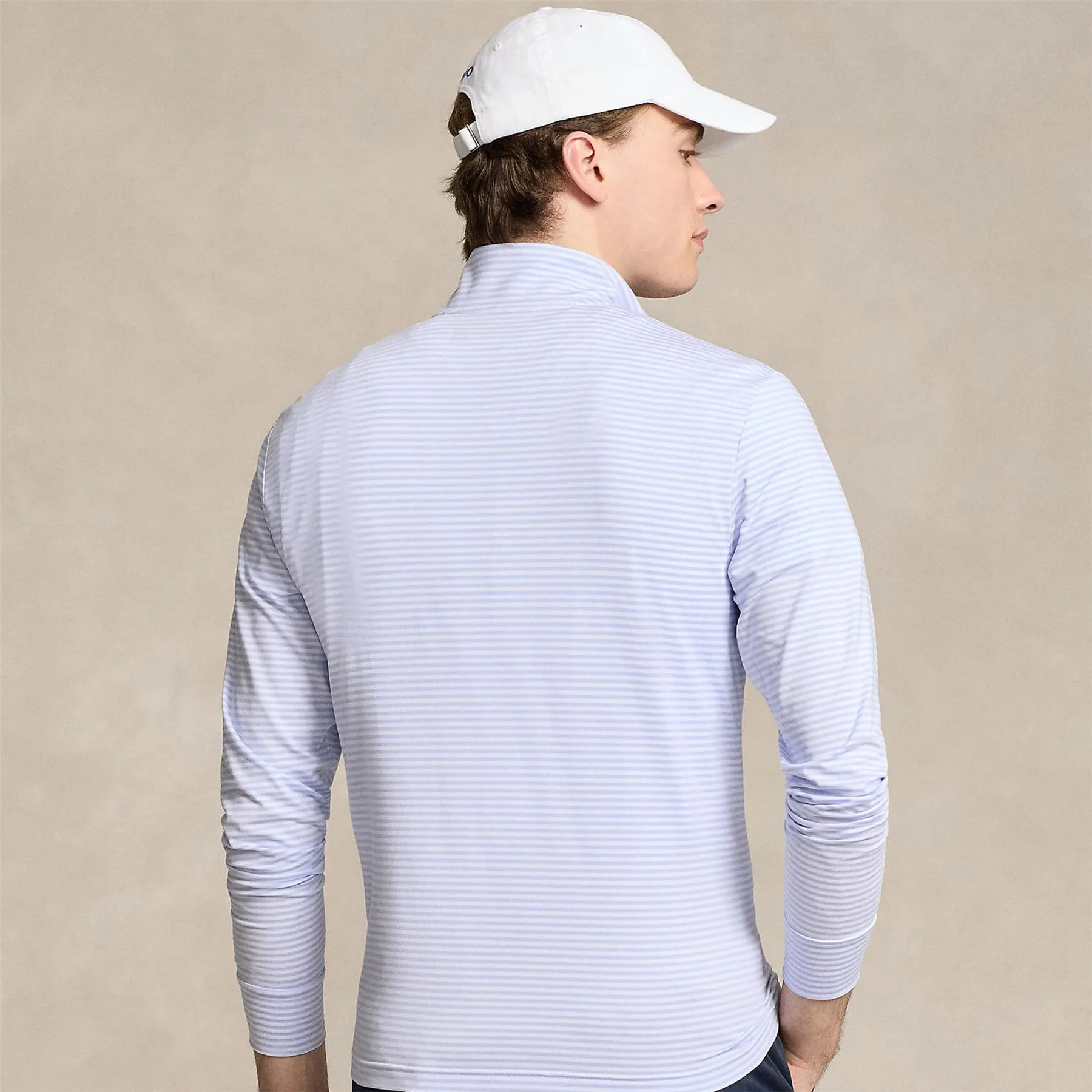 Striped Jersey Quarter Zip Pullover Oxford Blue/Ceramic White - AW24