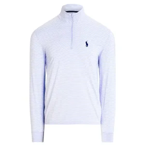 Striped Jersey Quarter Zip Pullover Oxford Blue/Ceramic White - AW24