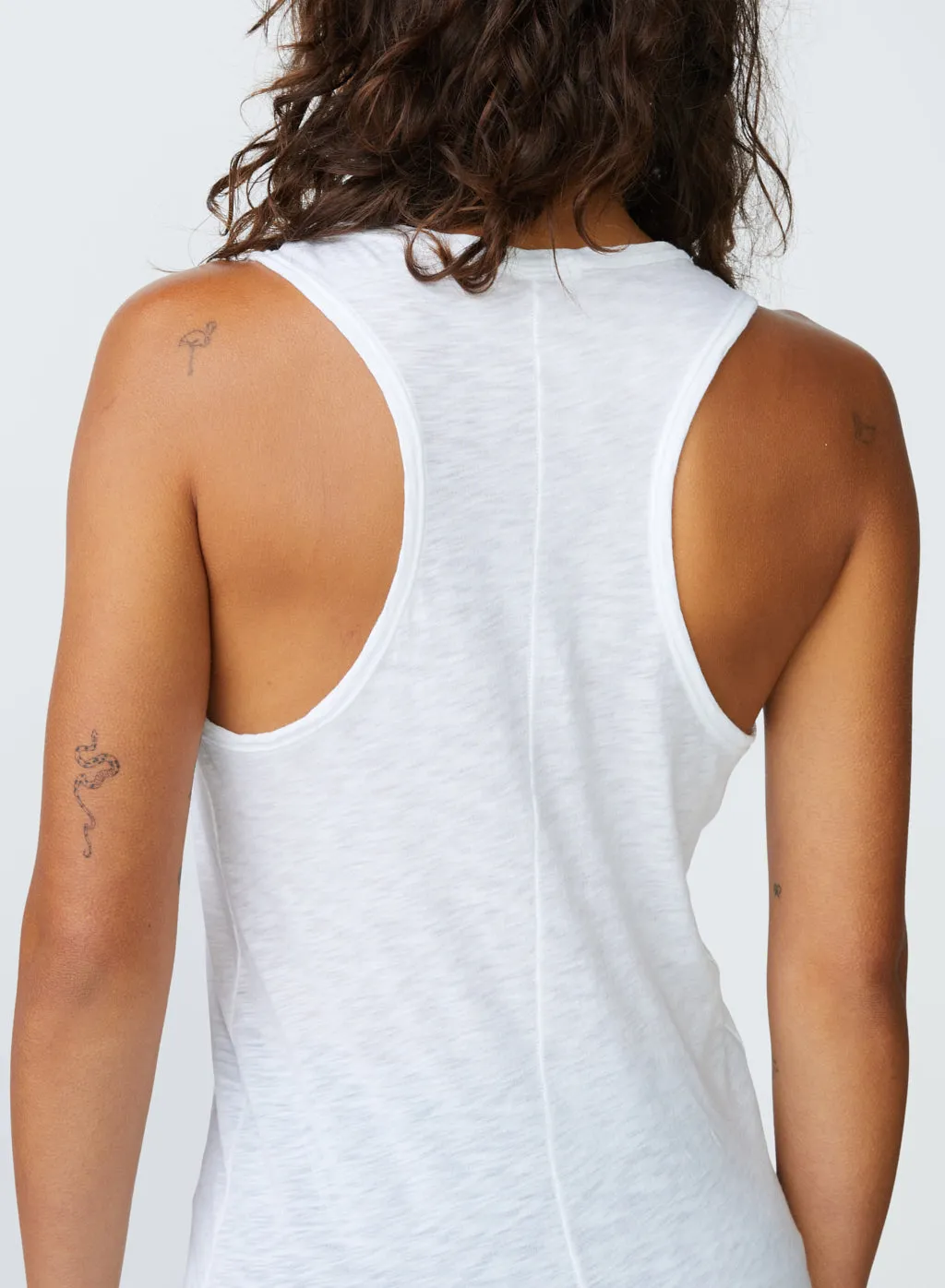 Supima Slub Jersey Racerback Tank Top in White