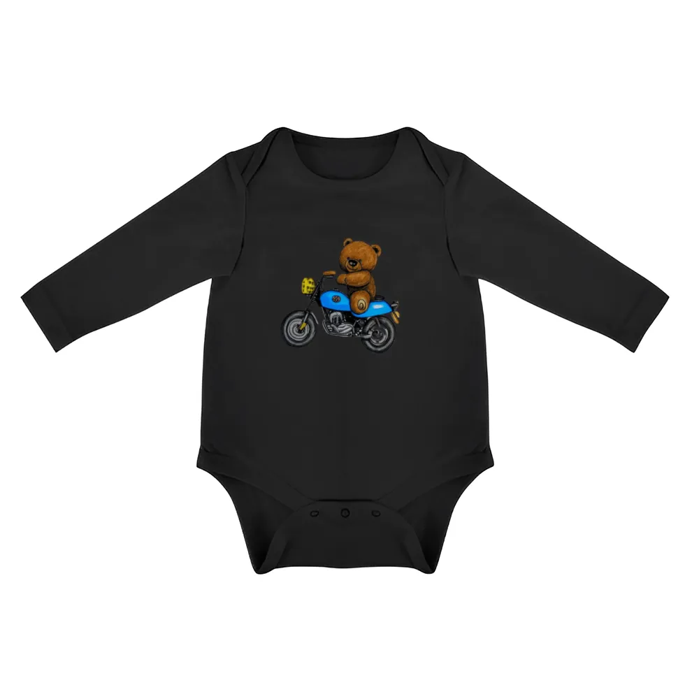 Teddy Ride Long Sleeve Baby Onesie