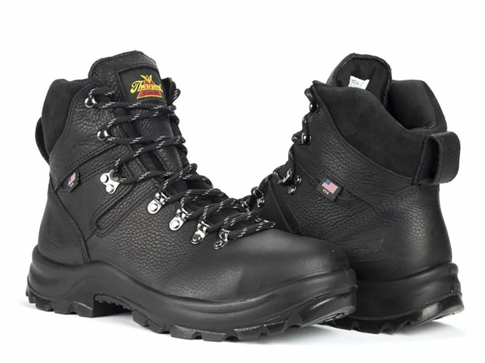 Thorogood Men's Steel Toe 6" Waterproof Slip Resistant Black Leather Work Shoes 804-6365